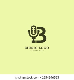 Initial letter B. Music microphone logotype. Elegant music sound logo fit for business and music event. Vector logo design.