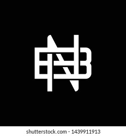 Initial letter B and N, BN, NB, overlapping interlock monogram logo, white color on black background