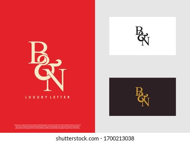 Initial letter B & N BN luxury art vector mark logo template.