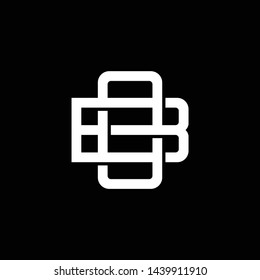 Initial letter B and O, BO, OB, overlapping interlock monogram logo, white color on black background