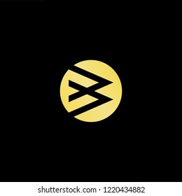 Initial letter B OB BO minimalist art logo, gold color on black background.