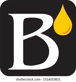 initial letter B with oil drop in square shape black 