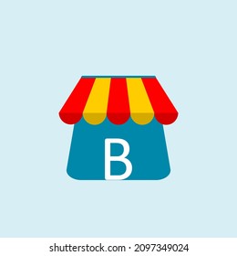 initial letter b on shopping bag. Abstract shopping logo. Online shop logo. Vector logo template