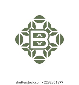 Letra inicial B logotipo del alfabeto verde natural orgánico