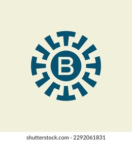 Initial letter B ornamental circle emblem unique pattern