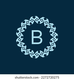 initial letter B ornamental emblem frame circle pattern logo