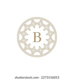 letra inicial B emblema ornamental marco logotipo de círculo