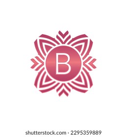 Initial letter B ornamental flower emblem logo