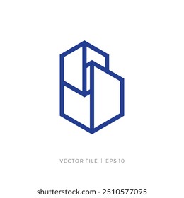 initial letter B outline double hexagon logo
