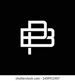 Initial letter B and P, BP, PB, overlapping interlock monogram logo, white color on black background
