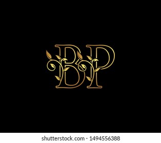 Initial letter B and P, BP, Gold Logo Icon,  
classy gold letter monogram logo icon suitable for boutique,restaurant, wedding service, hotel or business identity. 
