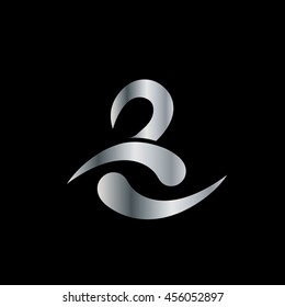 Initial Letter B P PB Icon Design Template Logo Silver