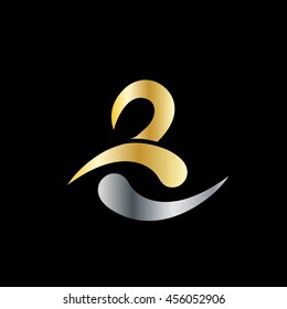 Initial Letter B P PB Icon Design Template Logo Gold Silver