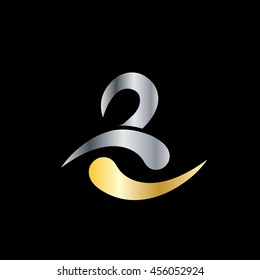 Initial Letter B P PB Icon Design Template Logo Silver Gold
