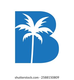 Initial Letter B Palm Logo Design Vector Template