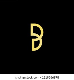 Initial letter B PB BP minimalist art logo, gold color on black background.