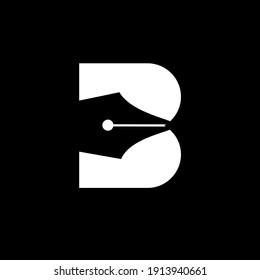 initial letter B pen nib capital black vector logo illustration design isolated background