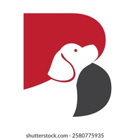 Initial Letter B Pet Logo Concept With Dog Head Symbol Vector Template