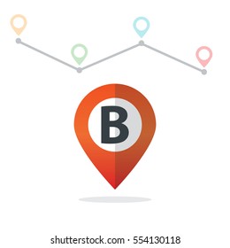 Initial Letter B With Pin Location Logo on Maps