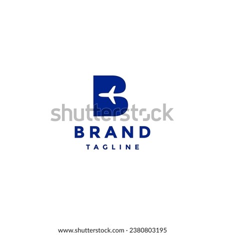 Initial Letter B With Plane Icon Inside. Airplane Inside the Letter B Logo Design.