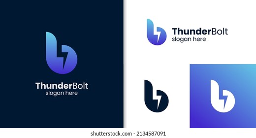 initial letter B power energy logo design combined thunderbolt vector icon symbol for your brand identity