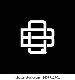 Initial letter B and Q, BQ, QB, overlapping interlock monogram logo, white color on black background