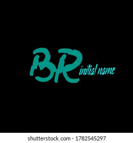 Letra inicial B R \ R B Escritura a mano y logotipo de firma