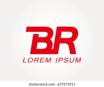 initial letter b and r logo vector. br red design