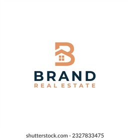 initial letter b real estate logo design