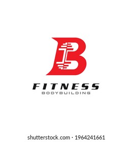 Initial Letter B Red Color Gym Stock Vector (Royalty Free) 1964241661 ...