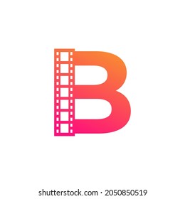 Initial Letter B with Reel Stripes Filmstrip for Film Movie Cinema Production Studio Logo Inspiration