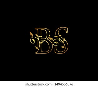 Initial letter B and S, BS, Gold Logo Icon,  
classy gold letter monogram logo icon suitable for boutique,restaurant, wedding service, hotel or business identity. 