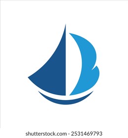 Initial Letter B with Sailboat shape Design logo