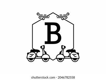 Letra inicial B en el diseño del marco de la motocicleta