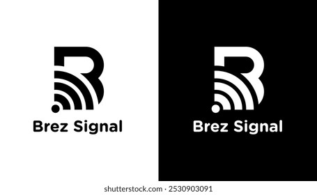initial letter b with signal wifi logo vector premium design template