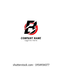 Ursprünglicher Buchstabe B hat hochauflösende moderne Logo-Design-Vorlagenelemente geschnitten. Schwarzer Brief mit rotem Kreis einzeln auf weißem Hintergrund. Geeignet für Unternehmen, Beratungsgruppen, Firmenlogo