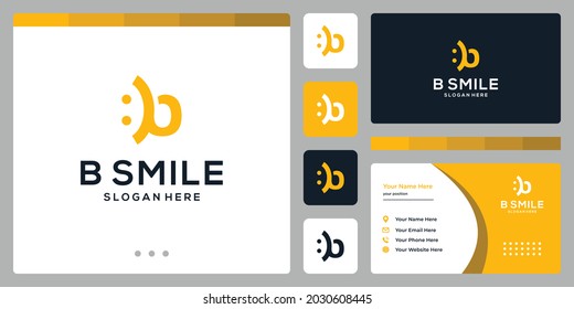 initial letter B and smile logo. business card design.
