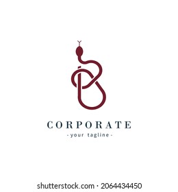 Initial Letter B Snake Logo Design, Simple and elegant.