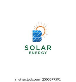 initial letter B solar panel logo nature energy vector electrical technology design template
