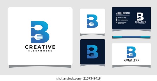 Initial Letter B With Spoon and Fork Logo Template Design Inspiration