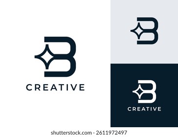 Initial letter B with star logo design