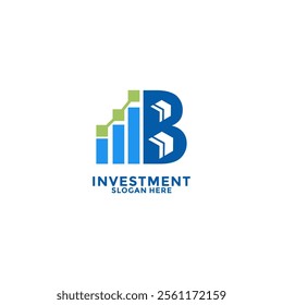 Initial Letter B with Statistic tech and Arrow logo design vector. Investment initial identity logo design template. Growth Up logo vector