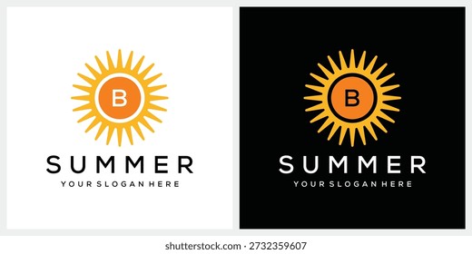 Anfangsbuchstabe B Sunny Sun Sunrise Spring Morning Natur Logo Design Inspiration