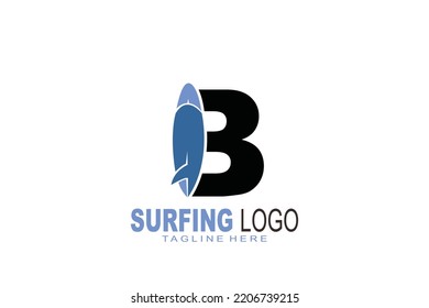 initial Letter B surfing logo