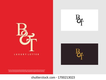 Initial letter B & T BT luxury art vector mark logo template.