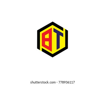 initial letter B and T Hexagonal design Logo Vector Graphic Branding Letter Element.
