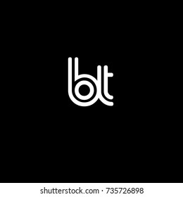 Initial letter b t, linked outline rounded lowercase,  black background