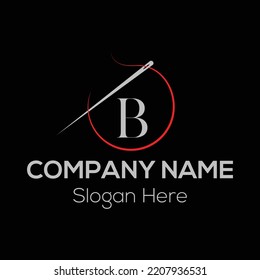 Initial Letter B Tailor Logo, Needle and Thread Combination. Needle logo, Embroider, Textile, Fashion, Cloth, Fabric Template
