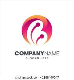 initial letter B technology logo design