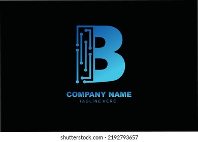 initial Letter B tecnology  logo